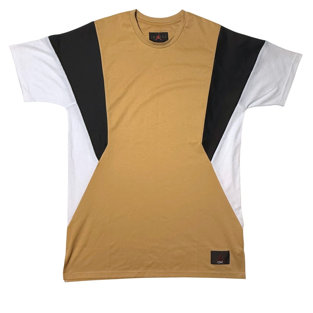 Jordan Essentials Flight Gold Black White Colorblock T-Shirt Dress Large